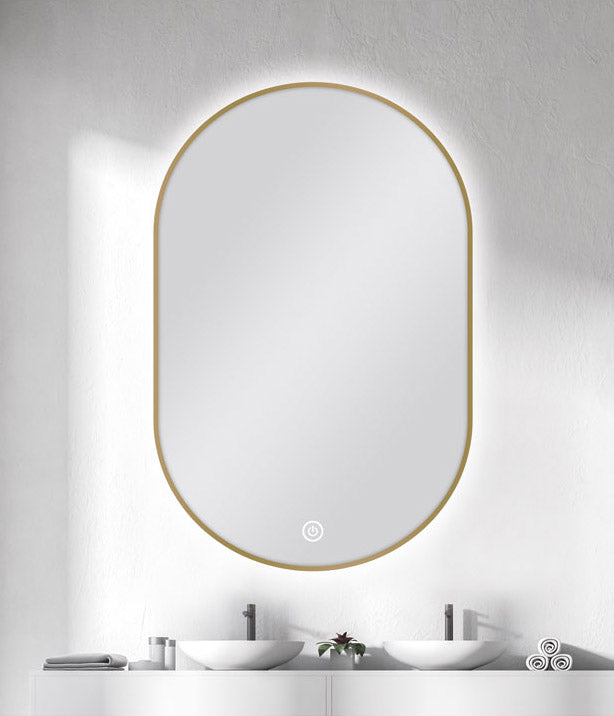 MS-RW6090B-G Gold Gold Oval Wall Mounted Mirror