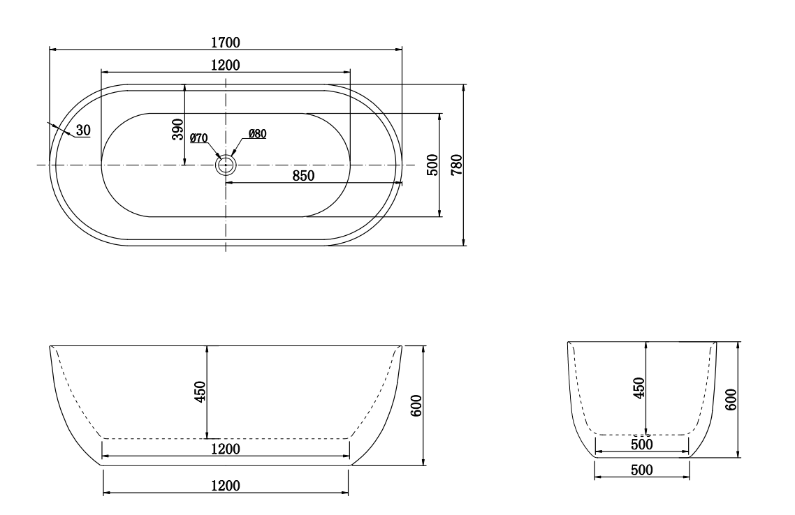 NAV-FS1700 Berri Gloss White Free Standing Bathtub