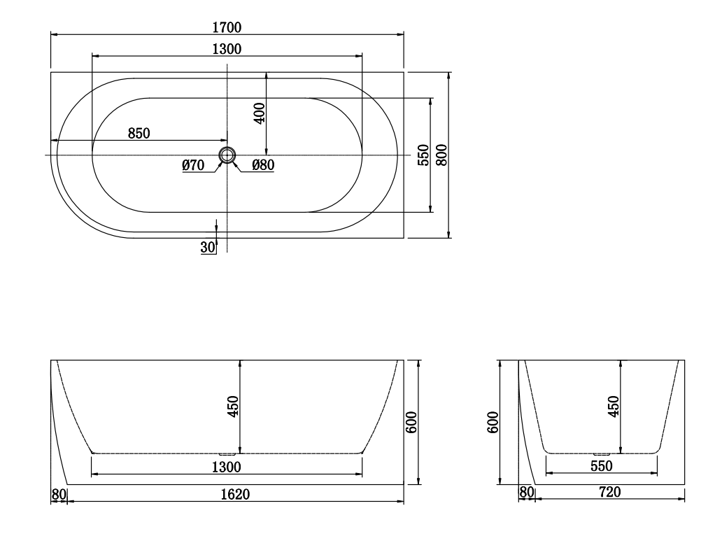 NAV-RCB1700 Gina Gloss White Rectangular Corner Bathtub