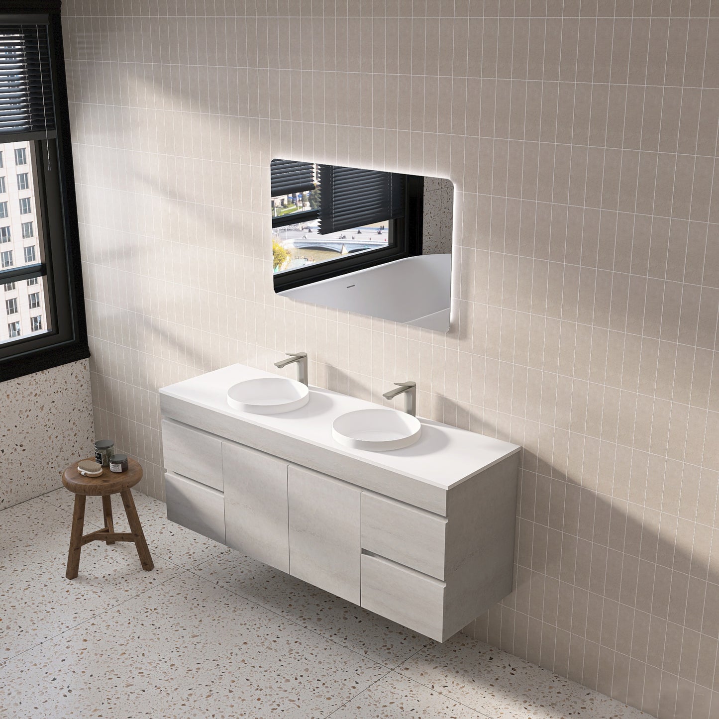 NC154WH Concrete Grey Wall hung Vanity