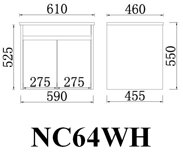 NC64WH Nova Concrete Grey Wall hung Vanity