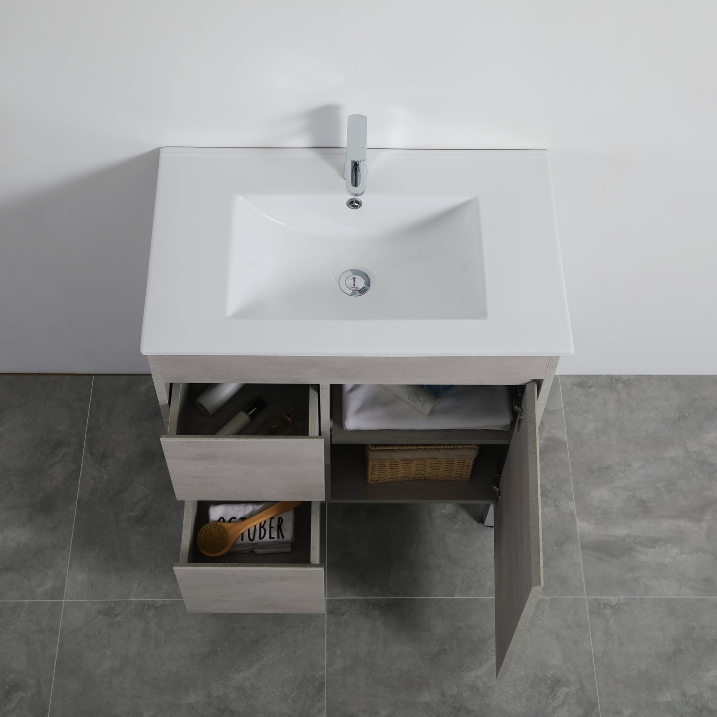NC74LLG Poly Wood Concrete Grey Free Standing Vanity