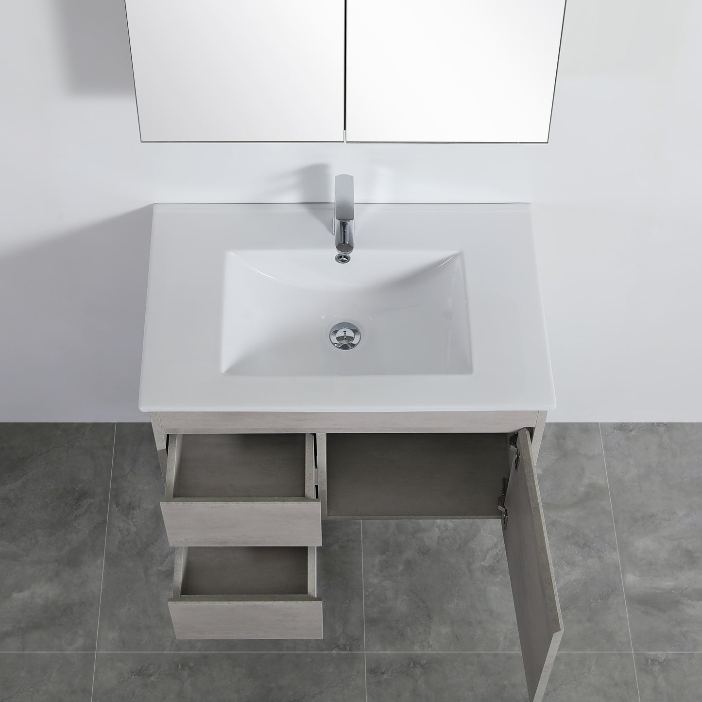 NC74LWH Nova Concrete Grey Wall hung Vanity