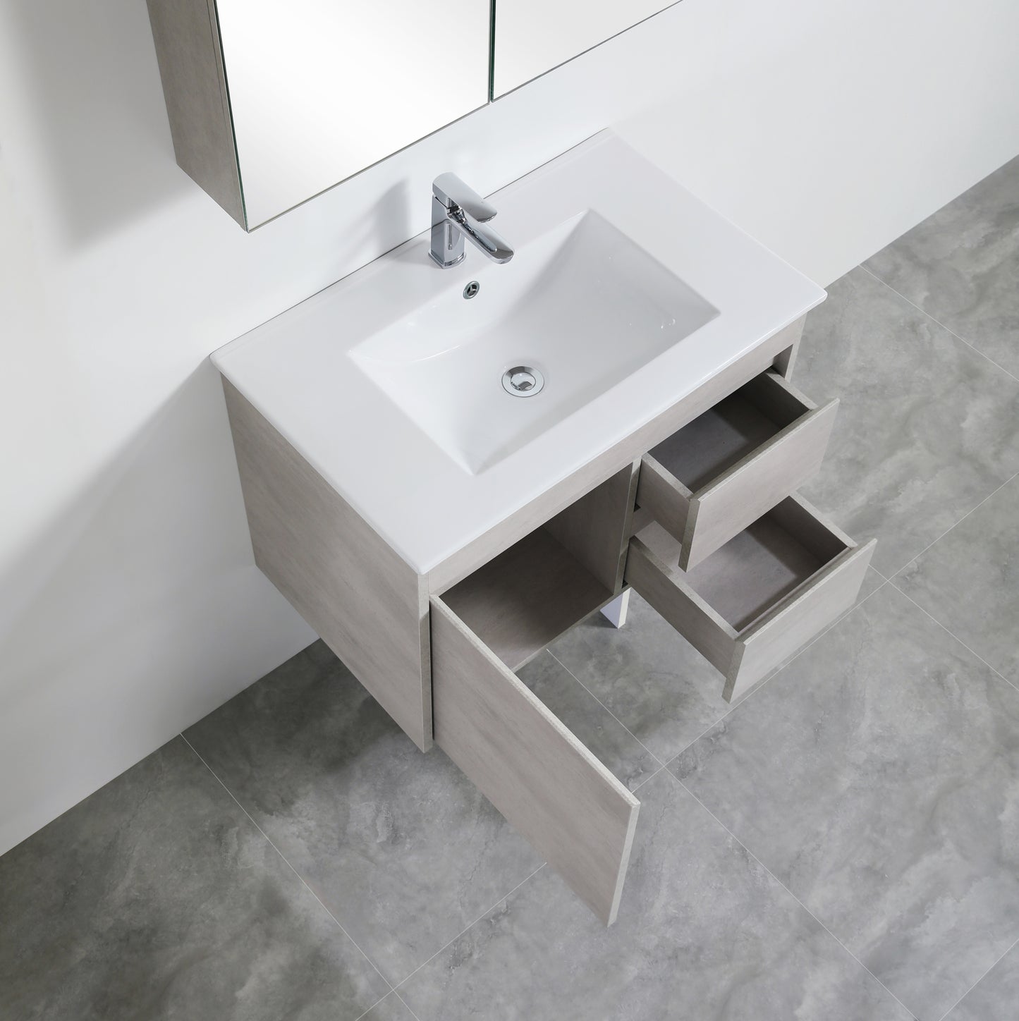 NC74RWH Nova Concrete Grey Wall hung Vanity