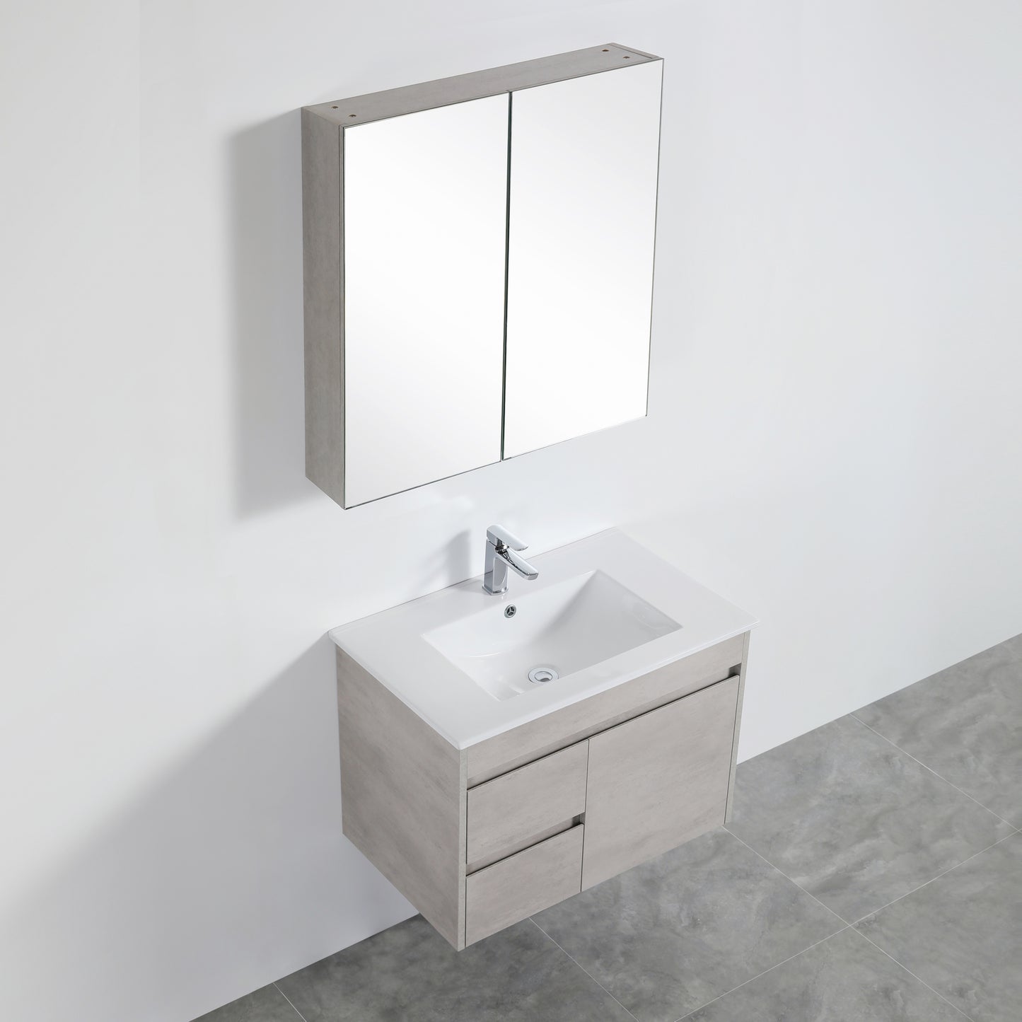 NCSV750 Nova Concrete Grey Rectangular Wall Mounted Shaving Cabinet