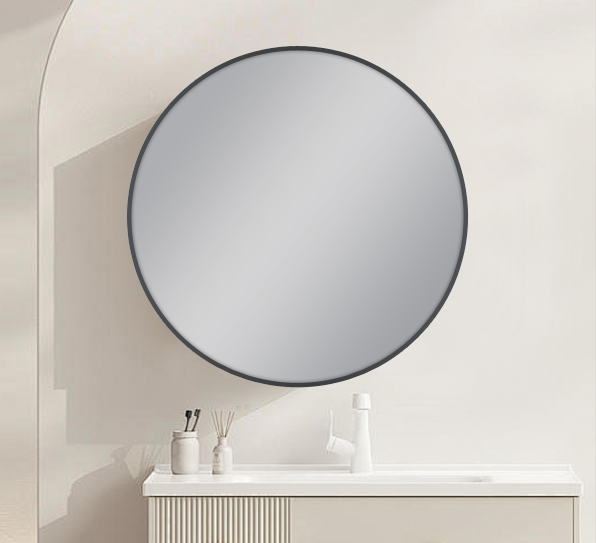 NM-R60-GU Brushed Gunmetal Round Mirror