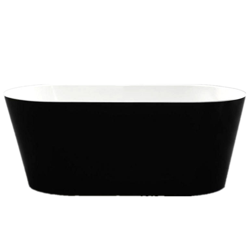 OBT1500B Gloss White and Black Oval Free Standing Bathtub