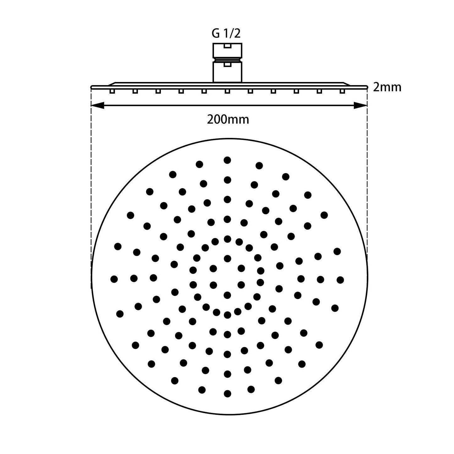 OX0119.SH Matte Black Round Wall Mounted Shower Head