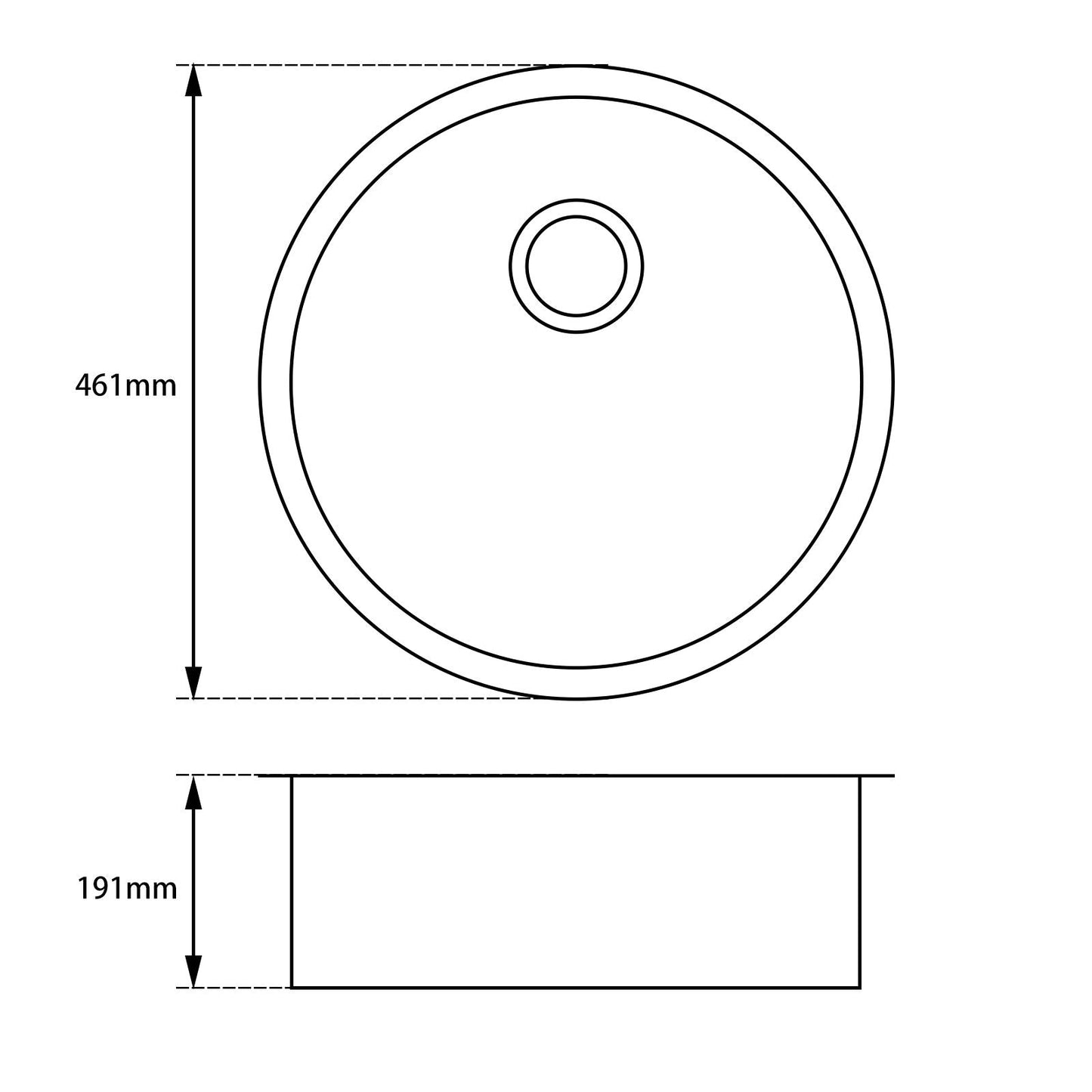 OX460.KS Matte Black Round Top/Undermount Sink