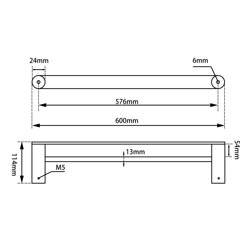 OX6502.TR RUSHY Matte Black Wall Mounted Towel Rail