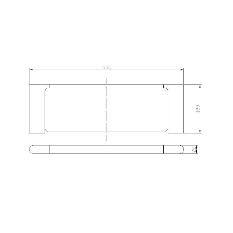 OX8014.TR Matte Black Rectangular Wall Mounted Shelf