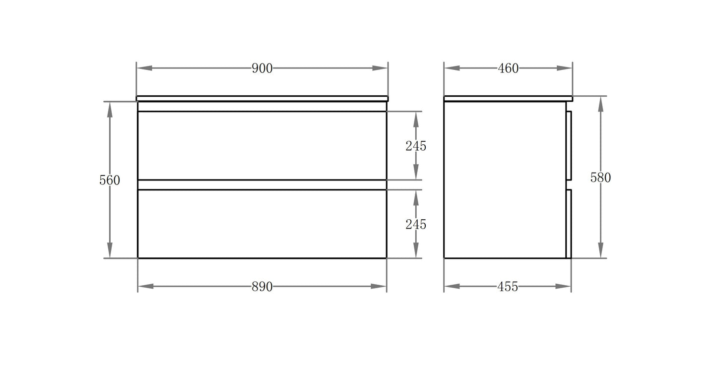 P94KB Riva Gloss White Rectangular Wall hung Vanity
