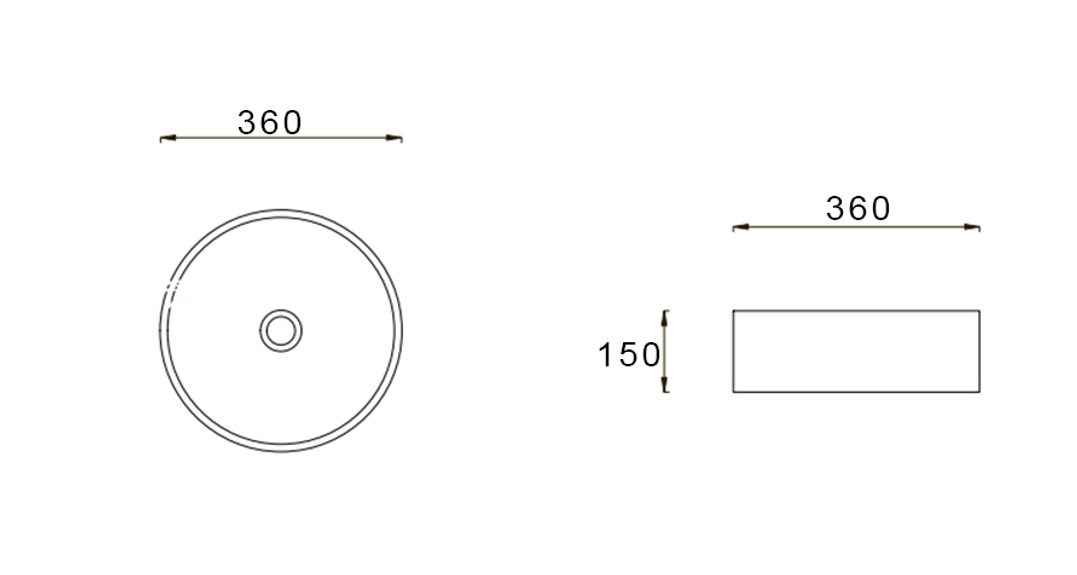 PA36R-OF Luna Gloss White Round Above Counter Basin