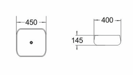 PA4540MB Qubix Matte Black Rectangular Above Counter Basin