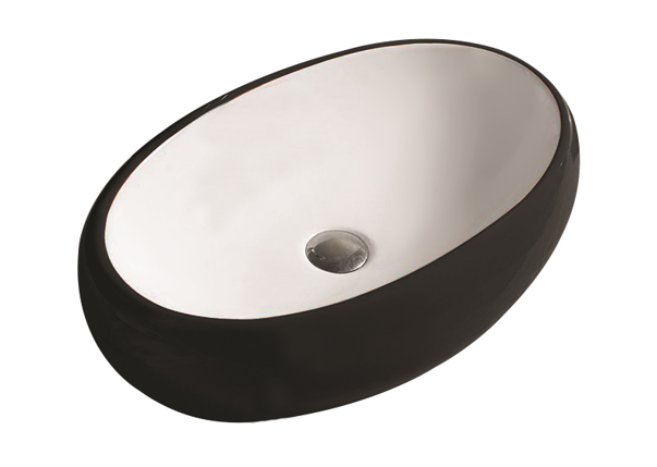 PA6040MBW Oria Matte White and Black Oval Above Counter Basin