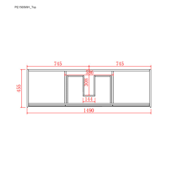 PE1500WH Petra Matte White and Black Rectangular Wall hung Cabinet