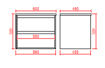 PE600WH Petra Matte White, Black Rectangular Wall Mounted Vanity