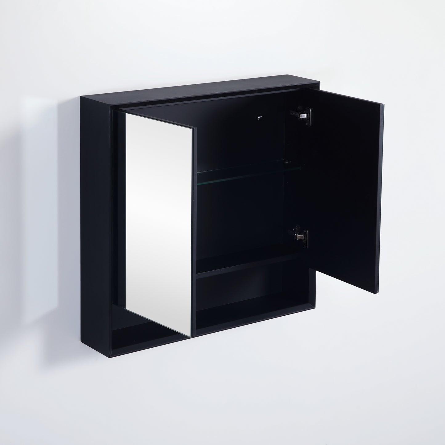 PESV750 Petra Matte Black Rectangular Wall Mounted Shaving Cabinet