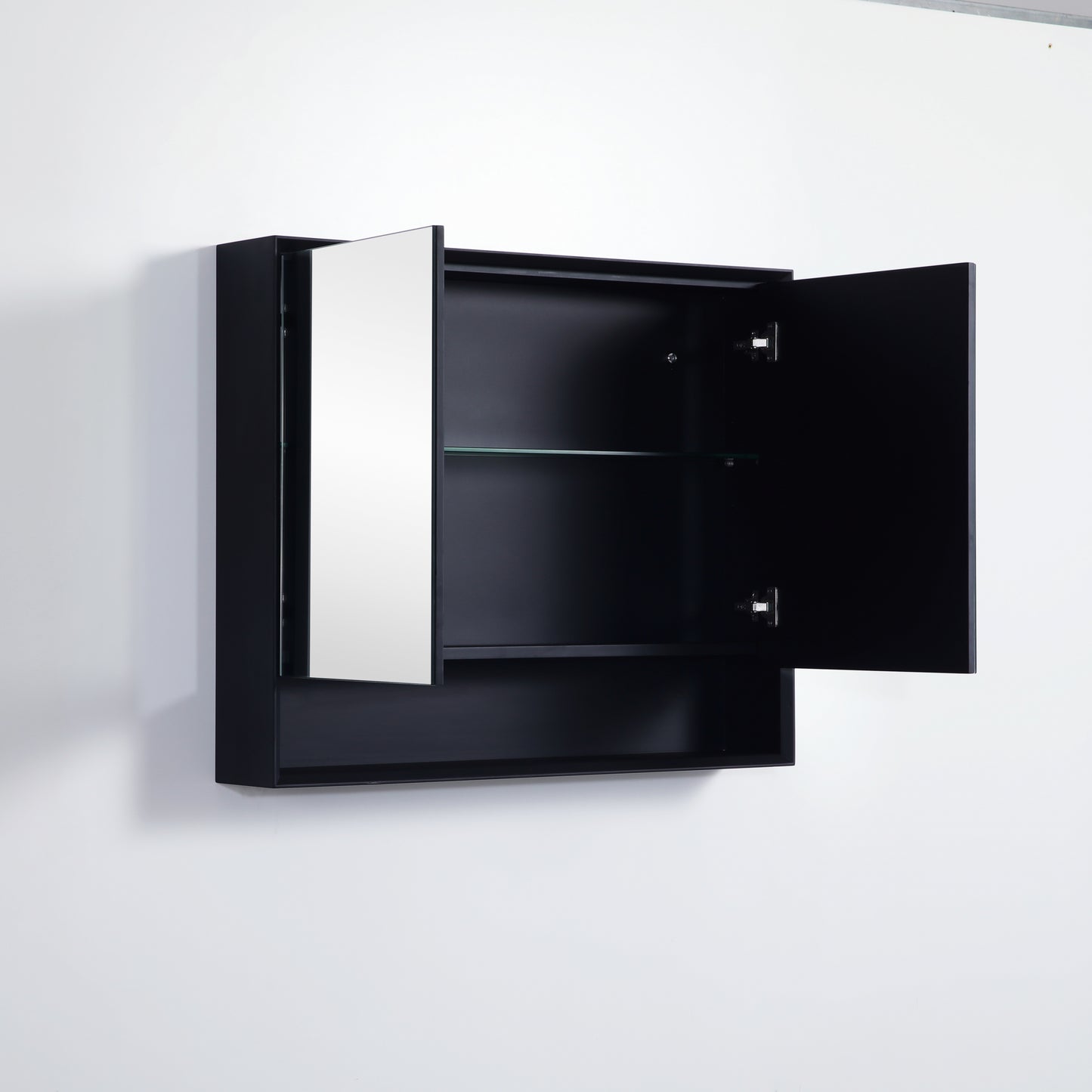 PESV900 Petra Matte Black Rectangular Wall Mounted Shaving Cabinet