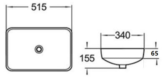 PI5134 Gloss White Rectangular Insert mount Basin