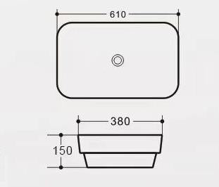 PI6138 Art Basins Gloss White Rectangular Insert mount Basin