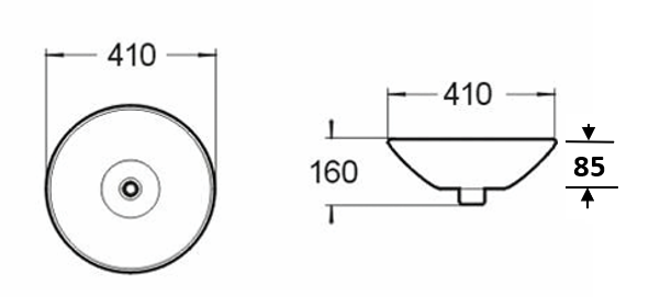 PIS4141R Gloss White Round Semi Recess, Insert Basin