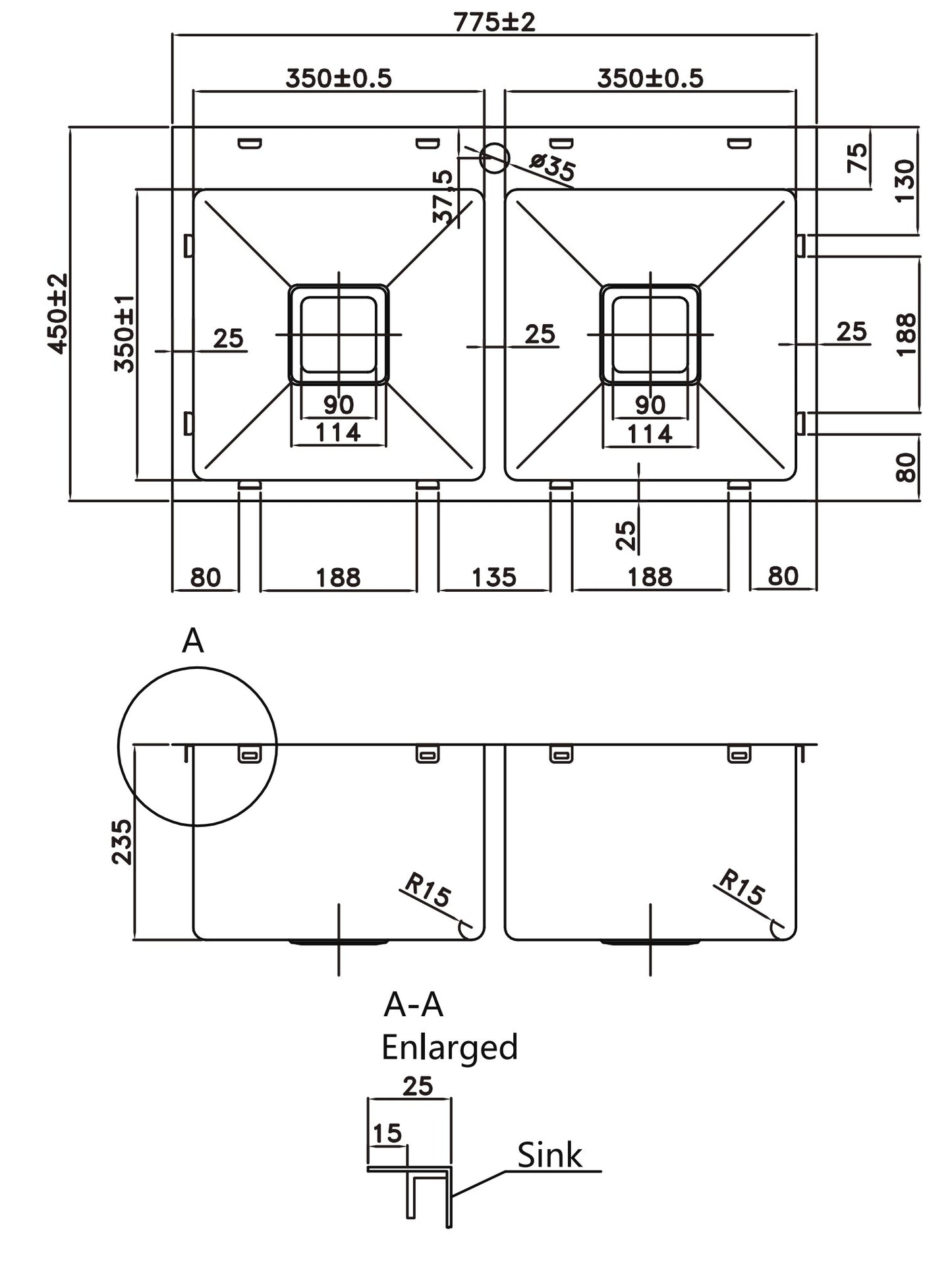 PKS-775TPS Rectangular Sink