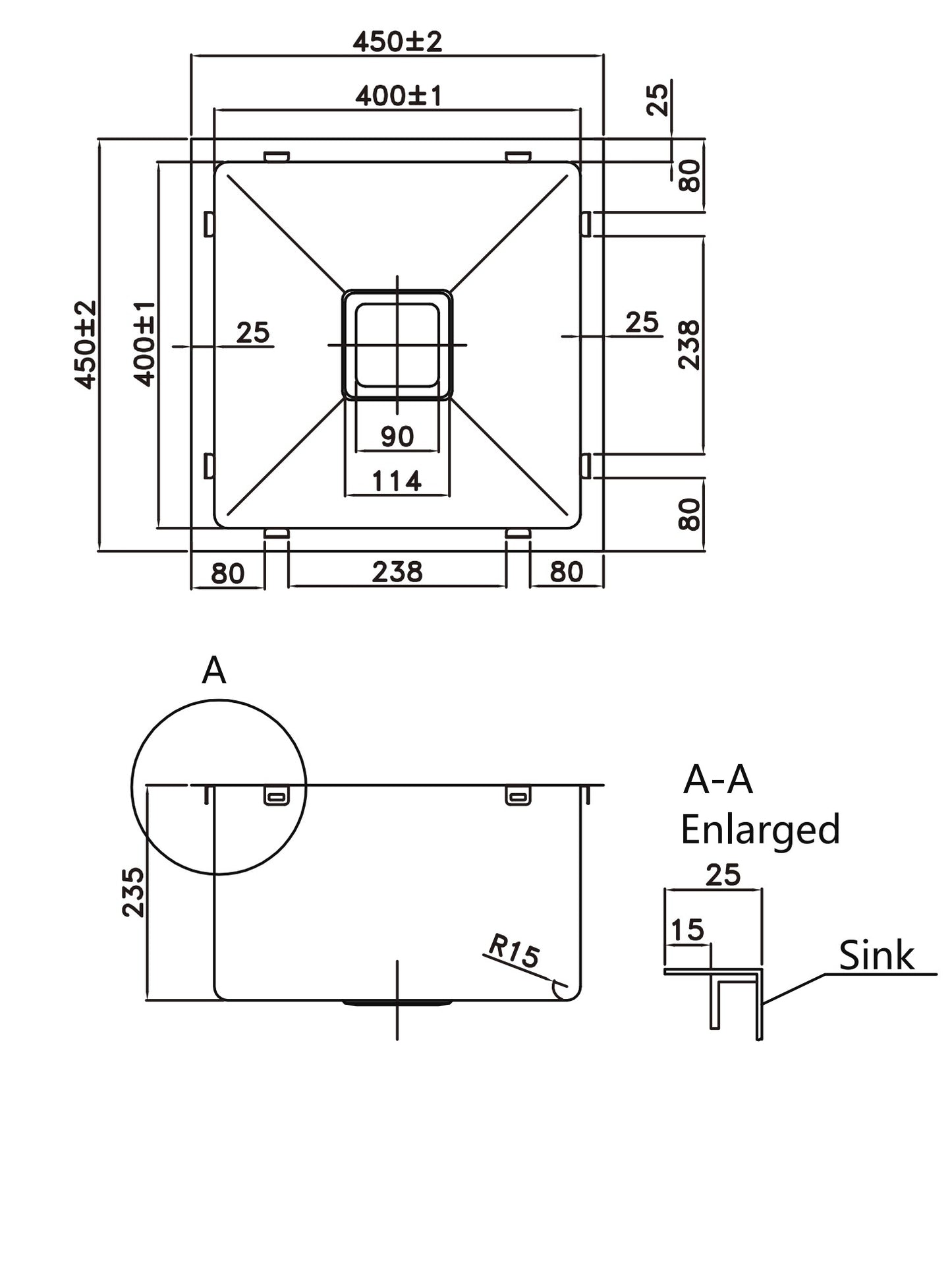 PKSS-450S Brushed Square Sink