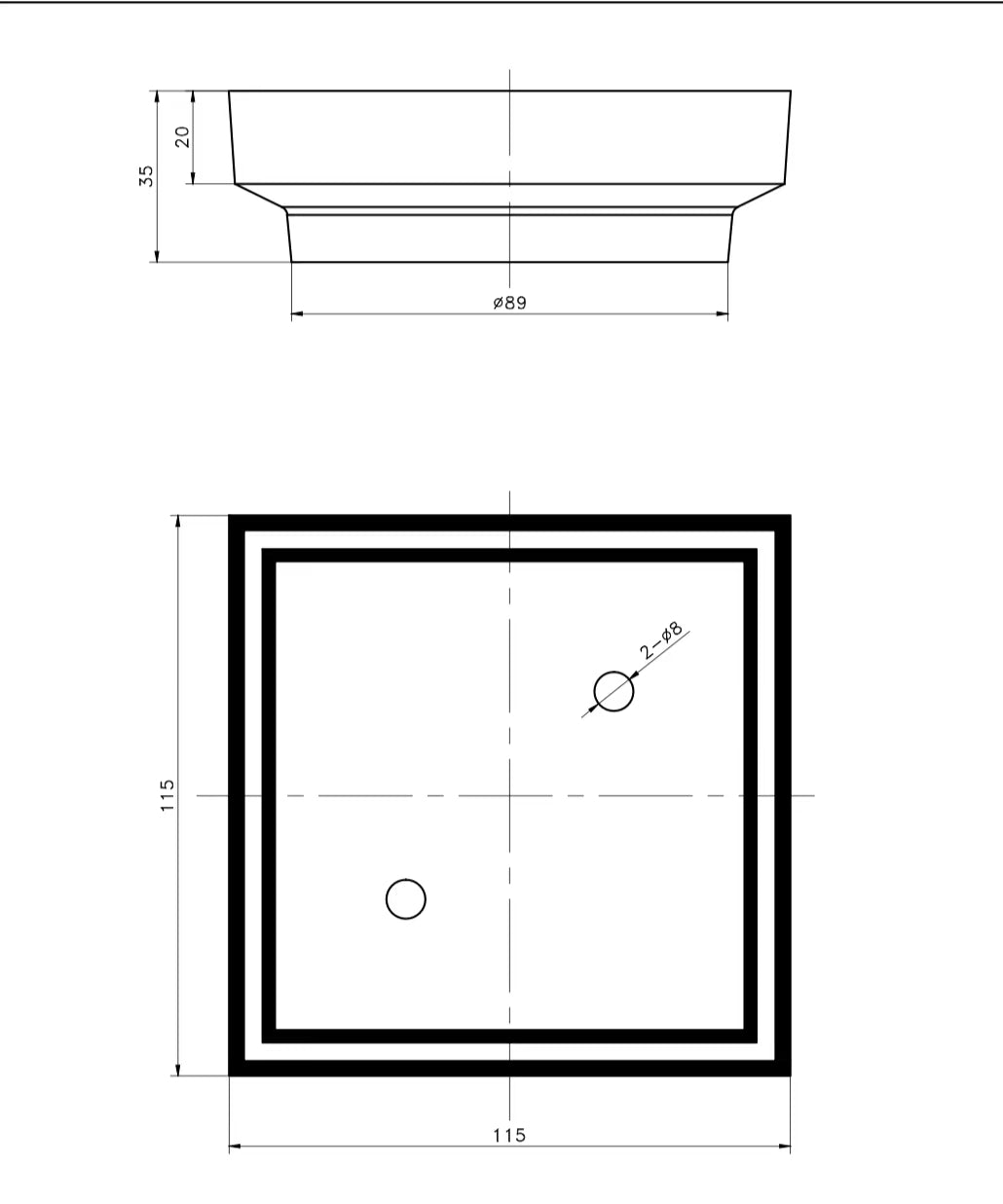 PSF02S-90 Chrome Chrome Square Floor-mounted Floor Waste