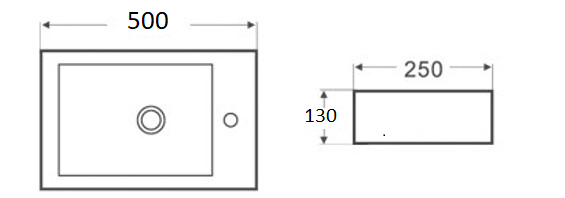 PW5025L Gloss White Rectangular Wall hung Basin