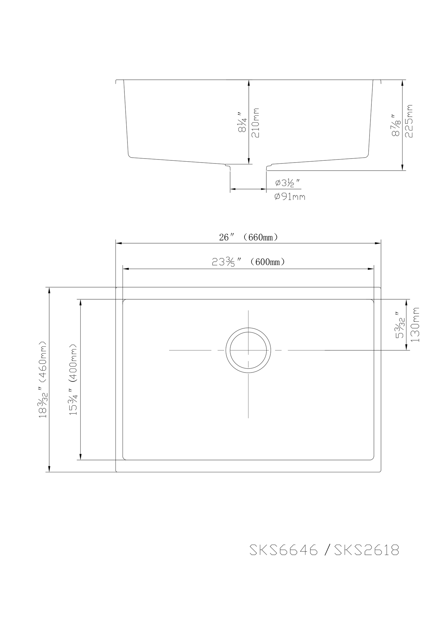 QKS6646-MB Matte Black Rectangular Top/Undermount Sink