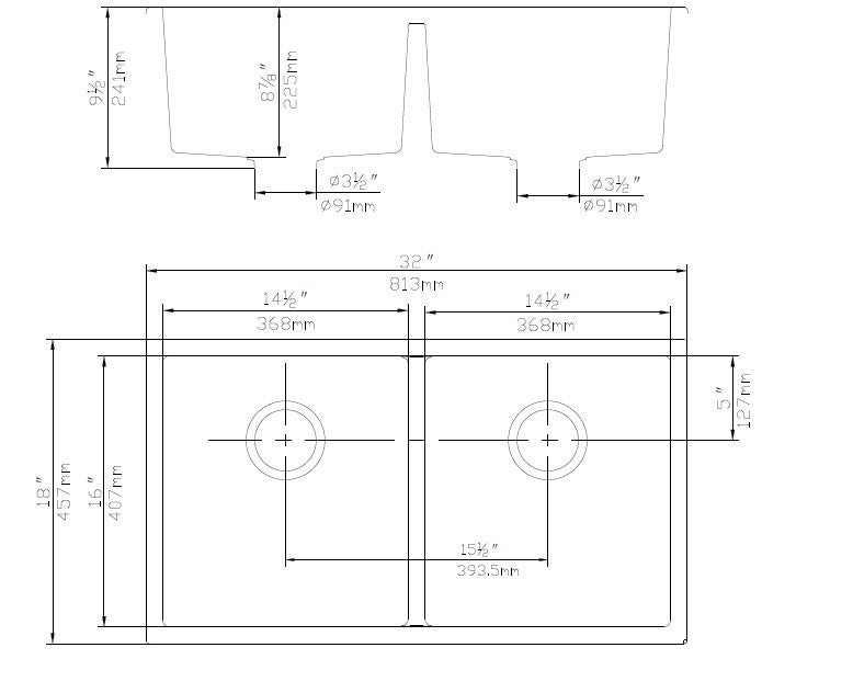 QKS8145D-MW Matte White Rectangular Top/Undermount Sink