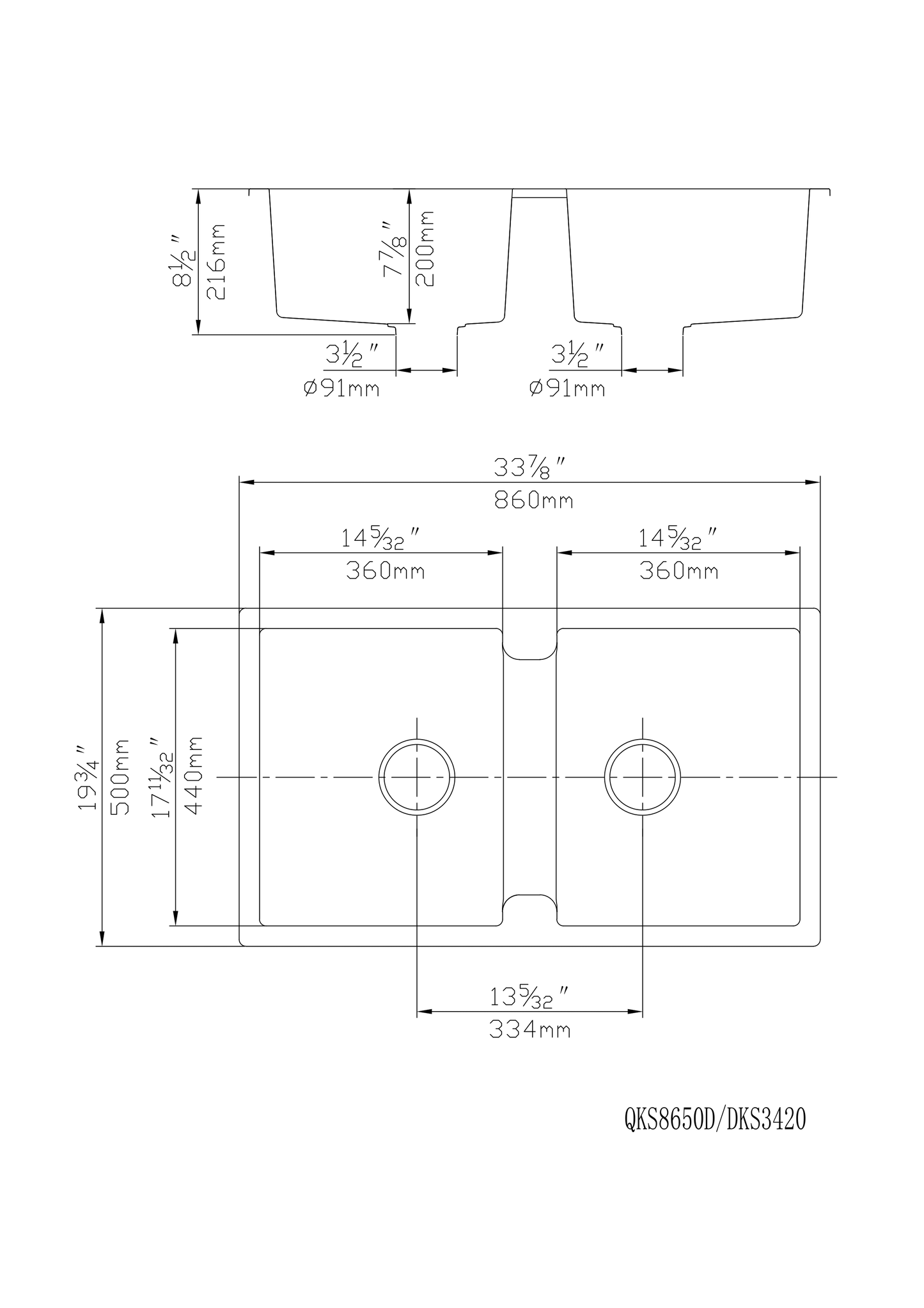 QKS8650D-MB Matte Black Top/Undermount Sink