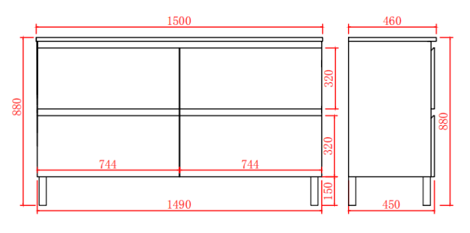 RIVA1500L Riva Gloss White Rectangular Free Standing Vanity