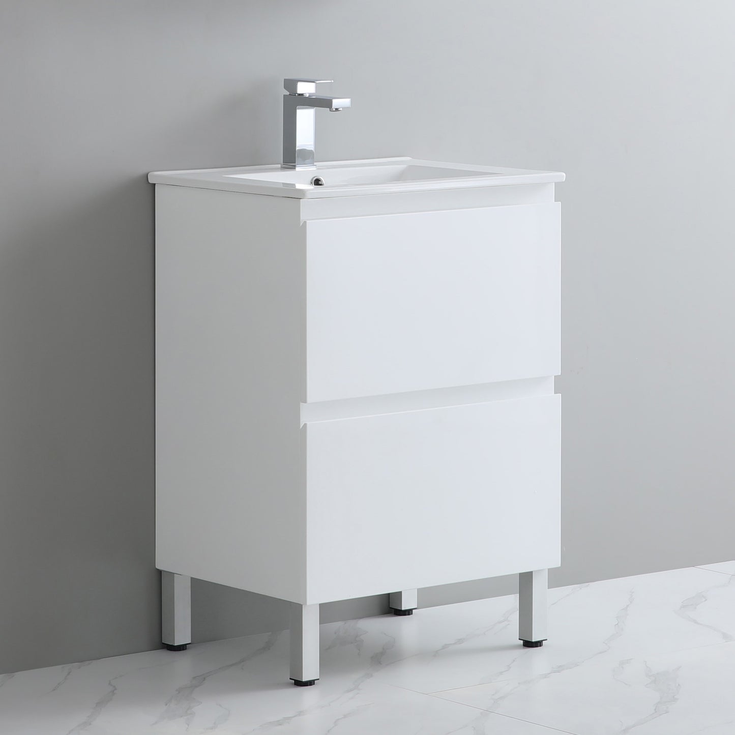 RIVA600L Riva Gloss White Free Standing Vanity