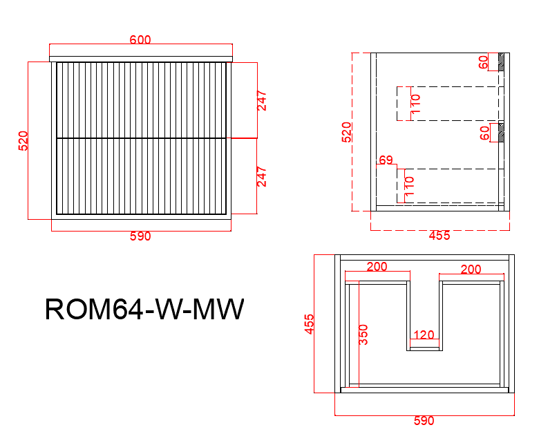 ROM64W-MW Rome Matte White Wall Mounted Cabinet