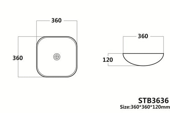 STB3636 White Square Above Counter Basin
