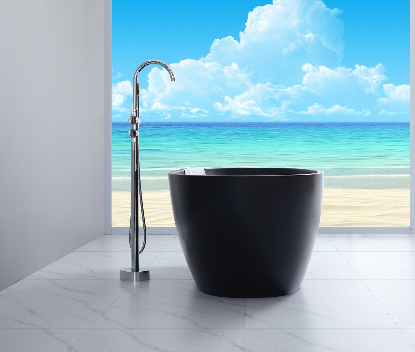 STBT1700MB Stella Matte Black Oval Free Standing Bathtub