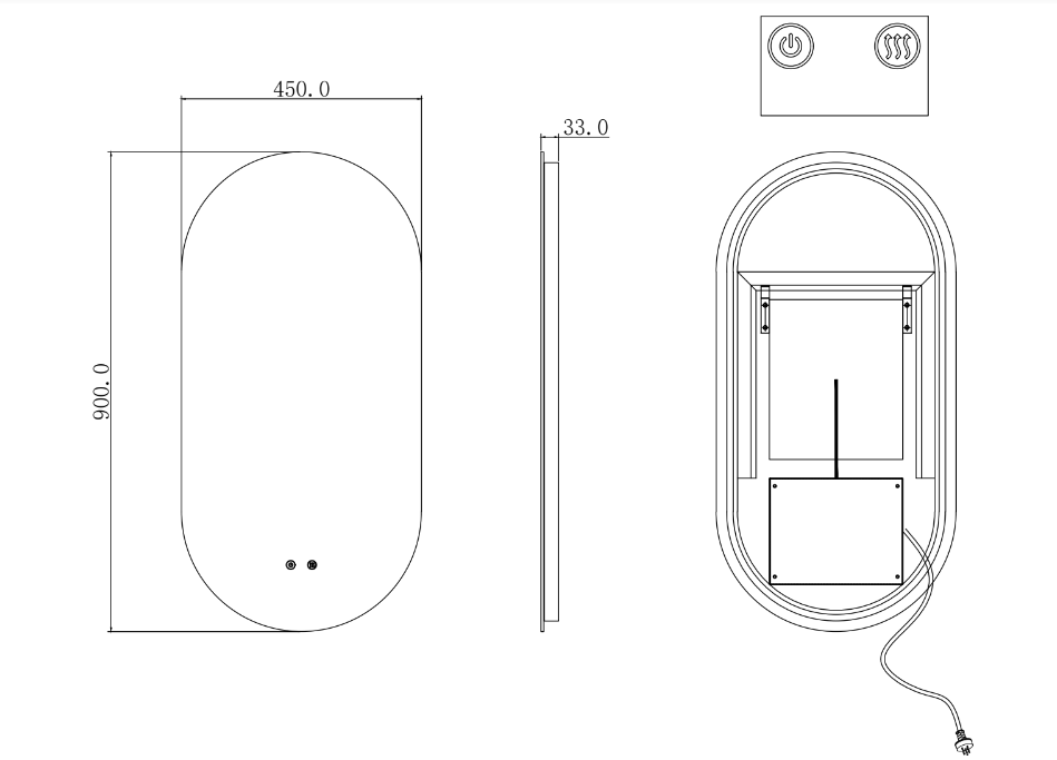 T-4590AM Matte Silver Oval Wall Mounted Mirror