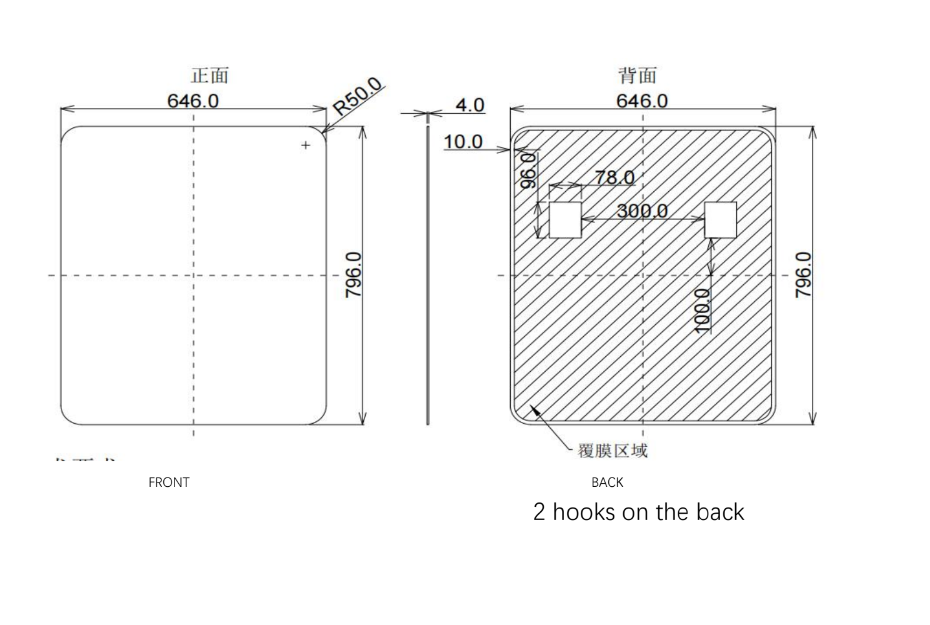 T-650MSB Matte Black Square Wall Mounted Mirror