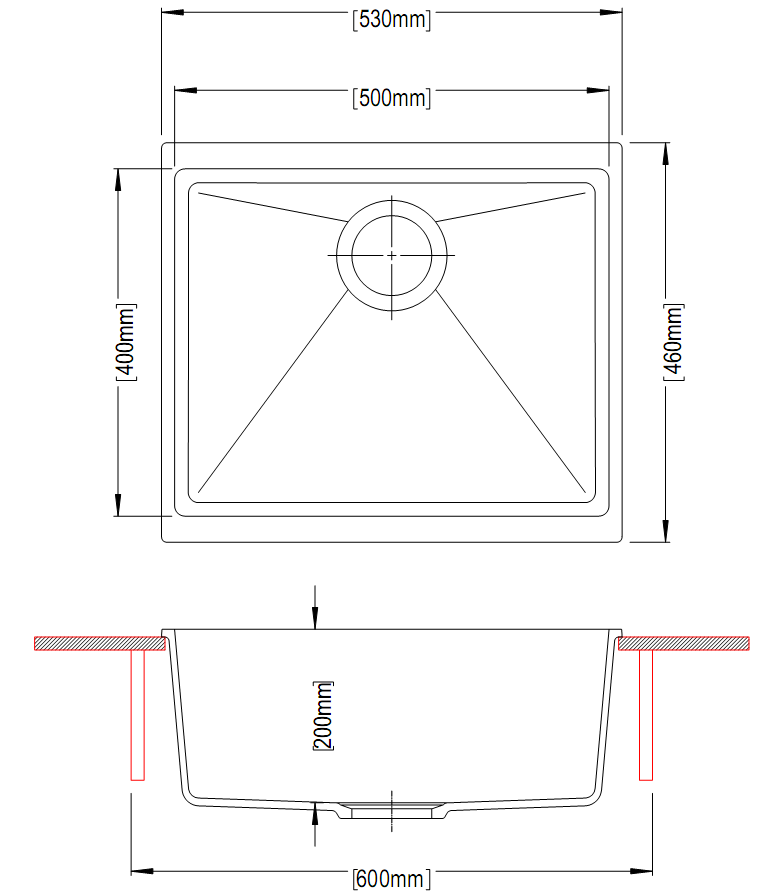 TWM-EN100S Enigma Matte Black Rectangular Top/Undermount/Flush mount Sink