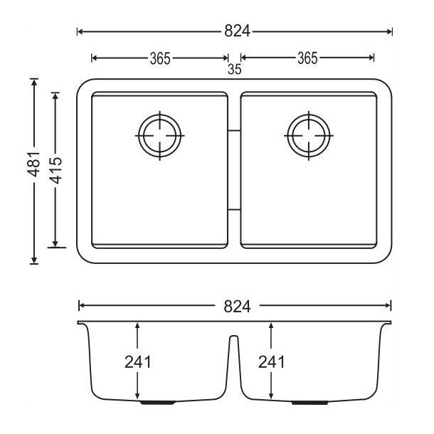 TWM3322-G Matte Grey Rectangular Top/Undermount/Flush mount Sink