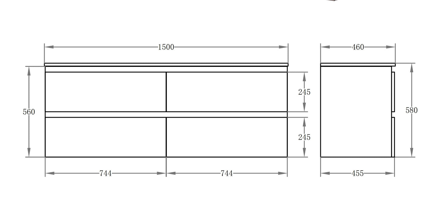 P154KB Riva Gloss White Free Standing Vanity