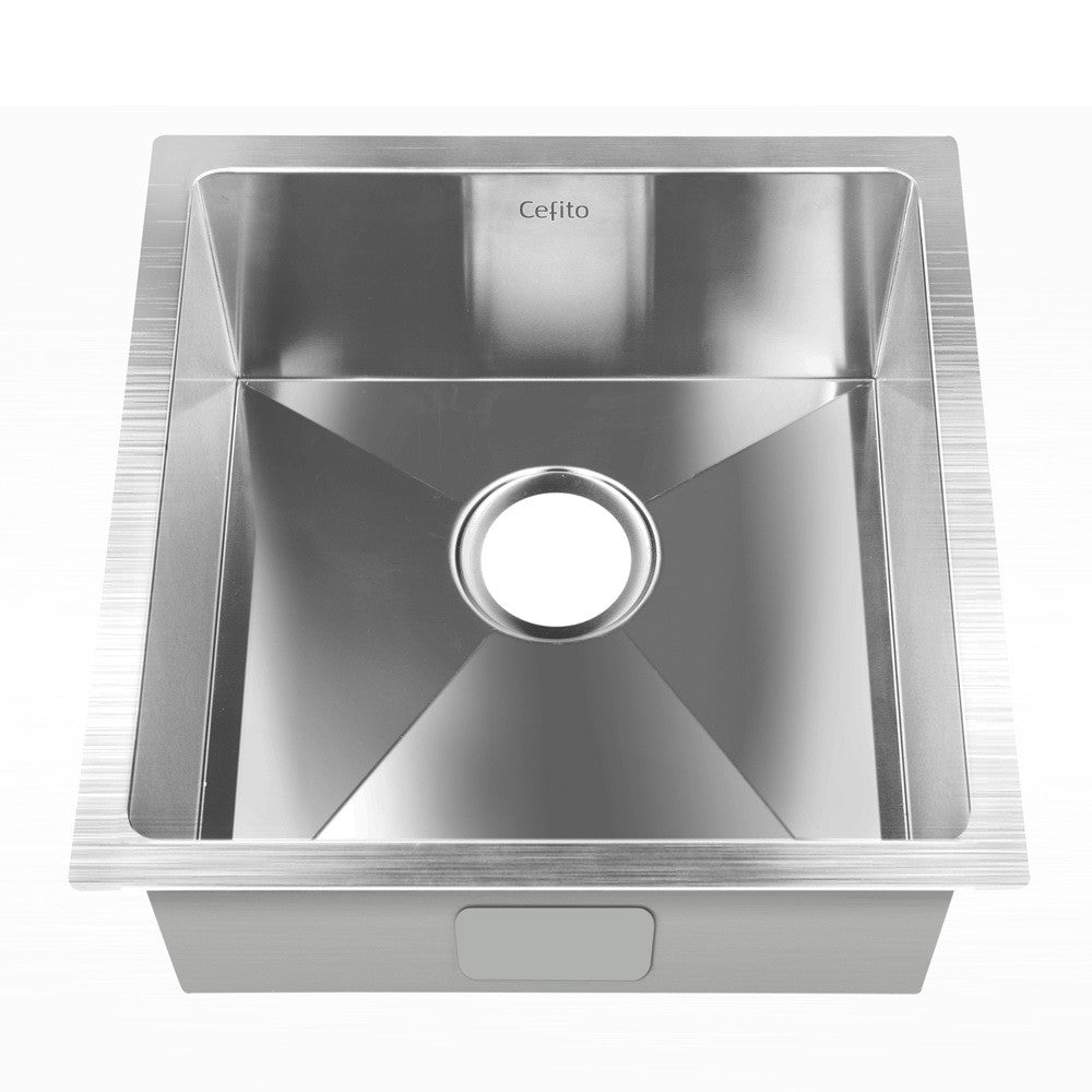 SINK-4444-R010 Satin coated Silver Square with R10 rounded corners Under Mount, Flush Mount, Drop In Mount Kitchen Sink