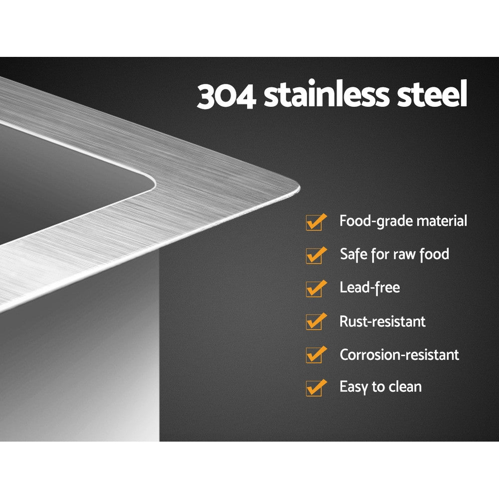 SINK-4444-R010 Satin coated Silver Square with R10 rounded corners Under Mount, Flush Mount, Drop In Mount Kitchen Sink