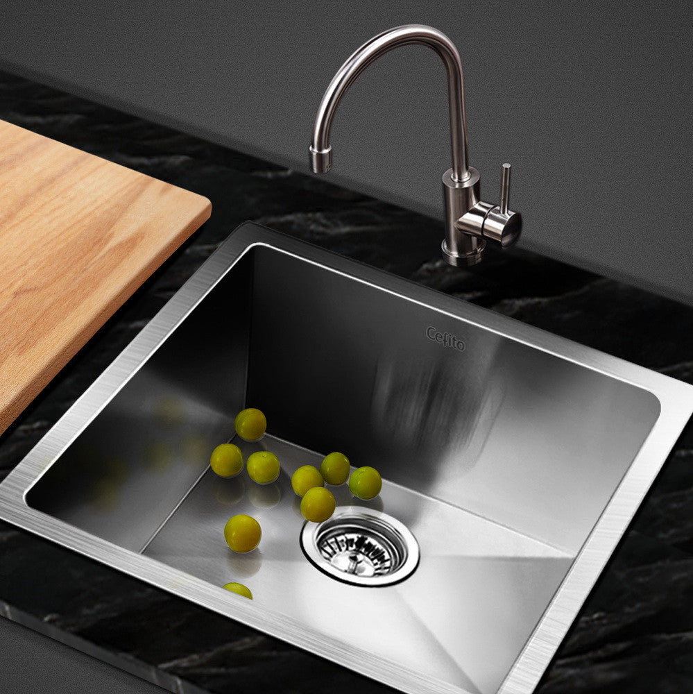 SINK-4444-R010 Satin coated Silver Square with R10 rounded corners Under Mount, Flush Mount, Drop In Mount Kitchen Sink