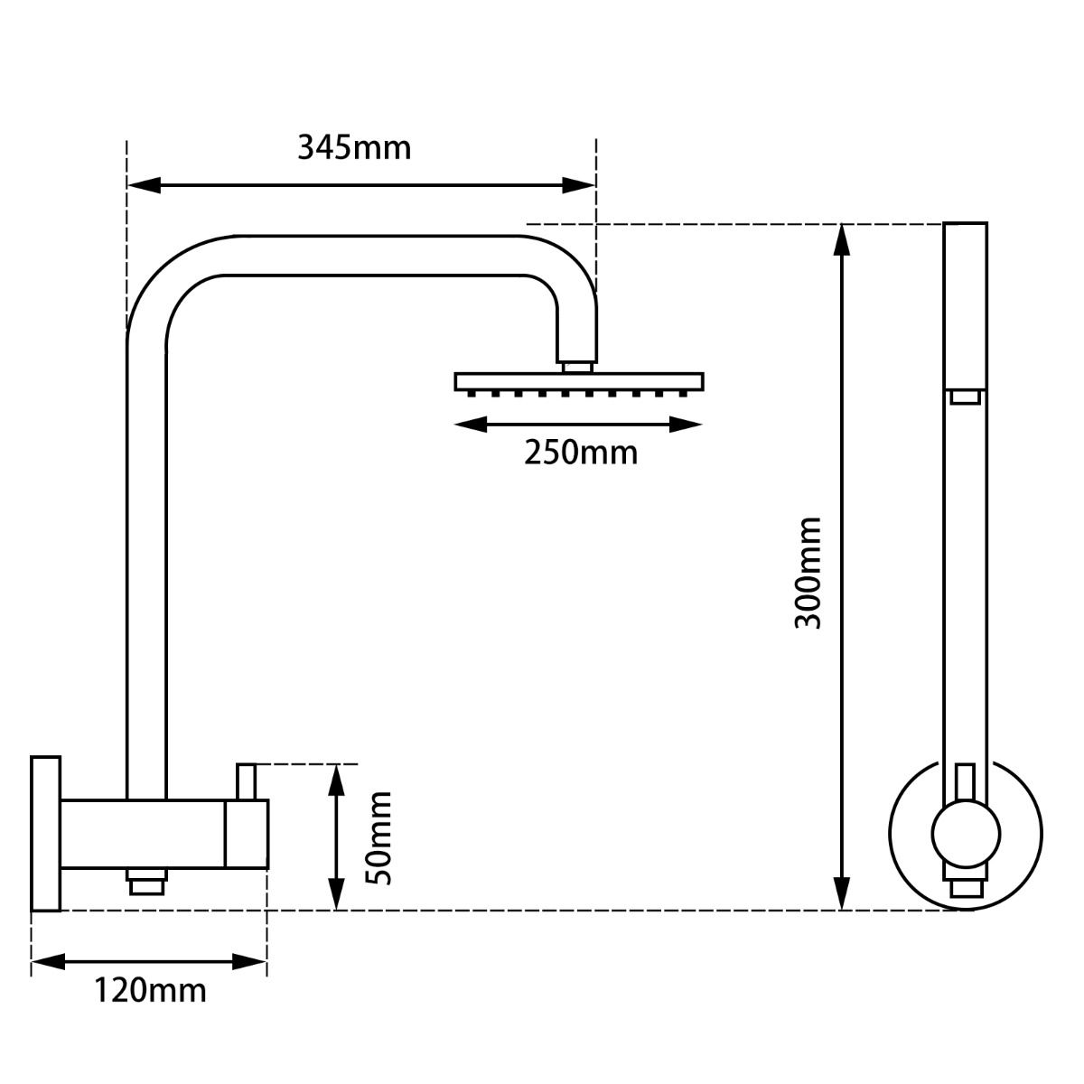 CH2138.SH.N+CH0007.SH+CH-R11.HHS Chrome, Polished Chrome Round Wall Mounted Shower Station