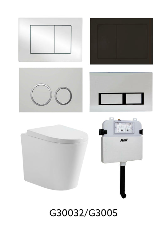 KDK102/KDK103 (Pan), G30032/G3005 (Cistern) White Floor Mounted (Pan), In-Wall (Cistern) In-Wall Toilet Suite (Buttons Sold Seperatly)
