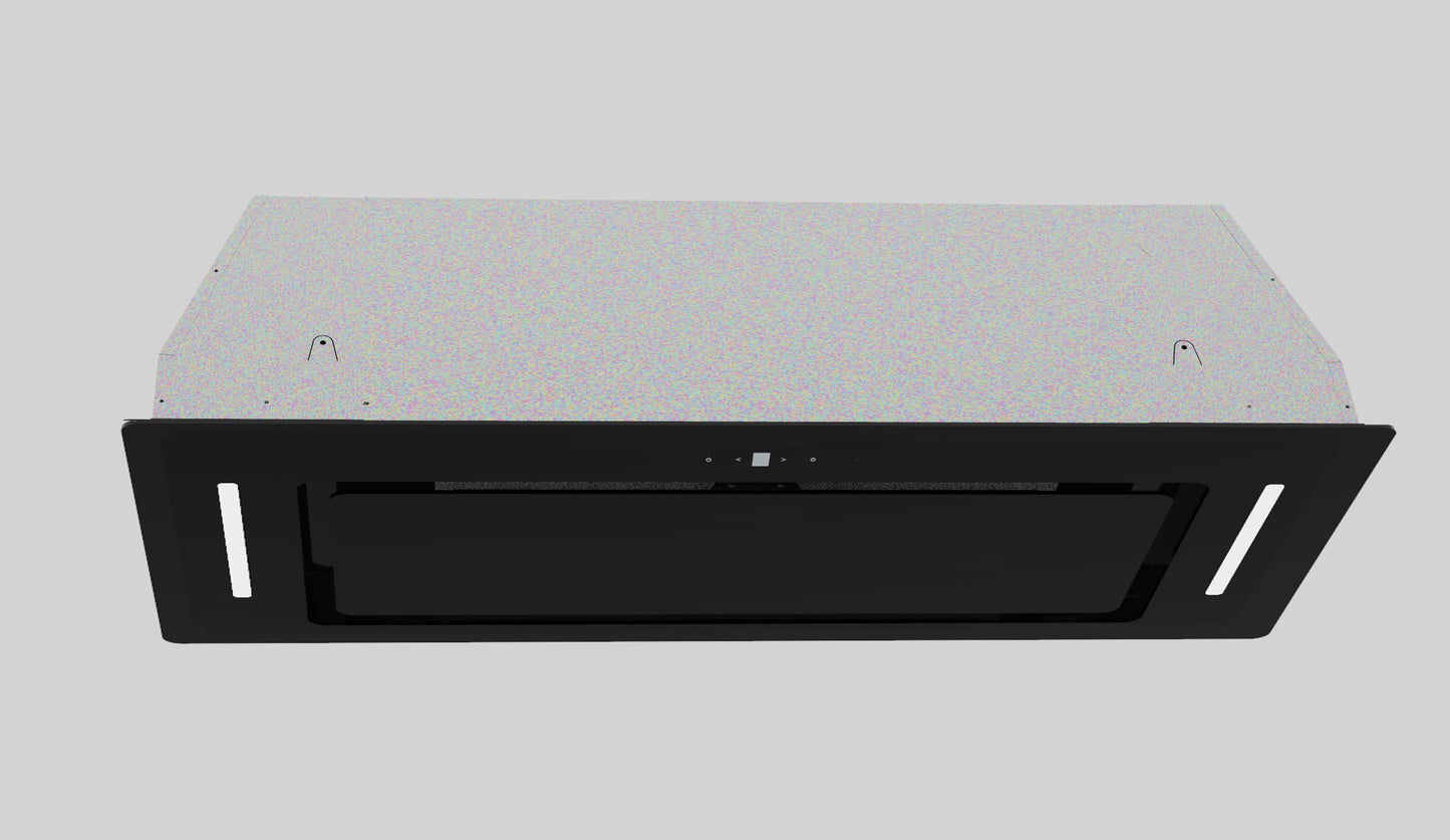 CY-CP90BL Matte, Black glass Black Built In Rangehood