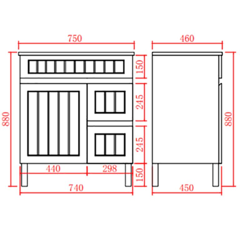 AC74RL-MW Acacia Matte White Rectangular Free Standing Vanity